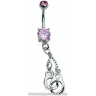 Handcuffs Belly Bar-Pink