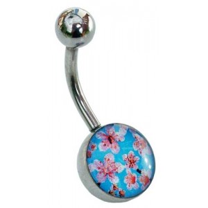 Belly Button Bar with Small Flowers