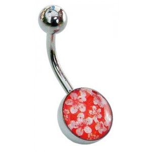 Belly Button Bar with White Flowers