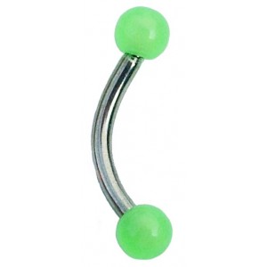 Eyebrow Bar with Green Acrylic Balls