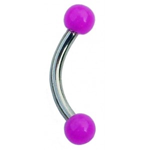 Eyebrow Bar with Bright Purple Acrylic Balls