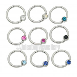 Ball Closure Rings 1.6mmx10mm  with jewelled ball