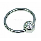 1.2mm x 10mm Ball Closure Ring with Clear Jewel