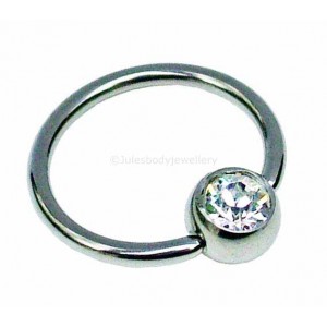 1.2mm x 10mm Ball Closure Ring with Clear Jewel