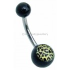 Leopard Print Logo Belly Bar - Black 