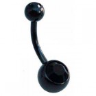 Black Steel Belly Bar - Black Jewels