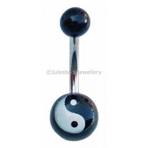 Yin Yang Belly Bar - Black