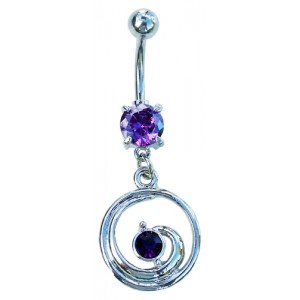 Amethyst Colour Swirl Dangle Belly Bar