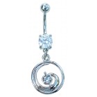 Clear Jewelled Swirl Belly Bar