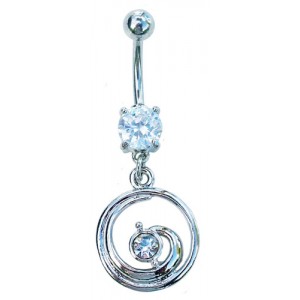 Clear Jewelled Swirl Belly Bar