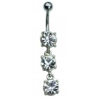 Dangly Belly Bar with Triple Jewelled Drop