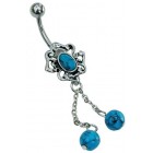 Belly Bar with Dangle Design - Faux Turqouise