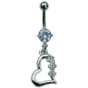 Heart Drop Belly Bar - Clear