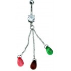 Belly Bar with Coloured Stone Effect Drops