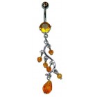 Amber Coloured Dangle Belly Bar