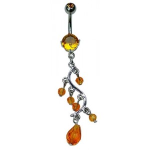 Amber Coloured Dangle Belly Bar