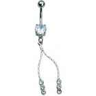 Dangle belly bar with jewelled drops