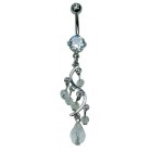 Dangly Belly Bar with Clear Jewels
