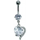 Belly Bar with Clear Heart Dropper