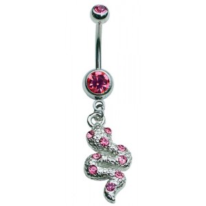 Dangly Cobra Belly Bar - Pink