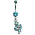 Dangly Cobra Belly Bar - Blue