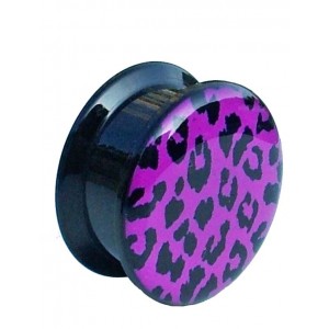 Leopard Print Flesh Plug - Purple