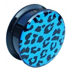 Leopard Print Flesh Plug - Blue