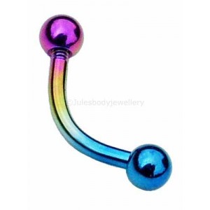 Rainbow Titanium Eyebrow Bar with Balls