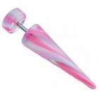 Fake Ear Expander - Pink and White 8mm