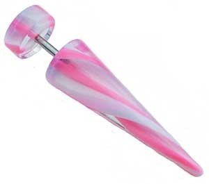 Fake Ear Expander - Pink and White 8mm