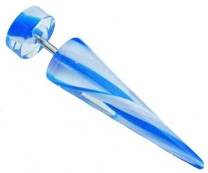 Fake Ear Expander - Blue and White 8mm