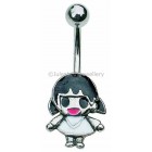 Girl with Black Hair Belly Bar