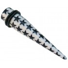 Ear Expander - White/Black Stars