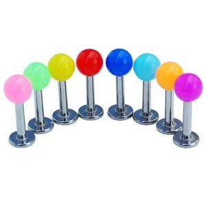 Labrets with Bright Acrylic Screw on Balls(1.6mm)