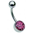 Pink Leopard Logo Belly Bar - Steel