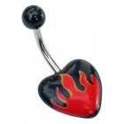 Heart Belly Bar with Flames 