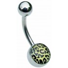 Leopard Print Logo Belly Bar - Steel