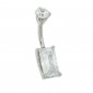 Clear Baguette cut crystal belly bar