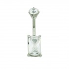 Clear Baguette cut crystal belly bar