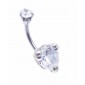 10mm Clear Heart belly bar with top jewel