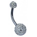 Clear Jewelled Disco Ball belly bar 