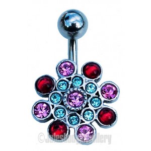 Belly Bar with Multi Jewelled Design