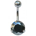 Belly Bar with Round Black Jewel