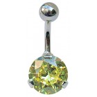 Belly Bar with Round Peridot Jewel