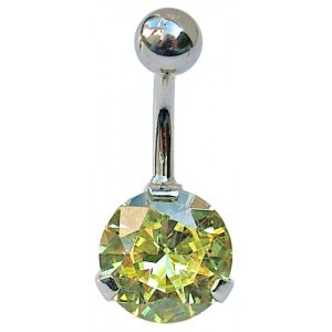 Belly Bar with Round Peridot Jewel