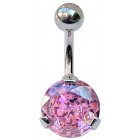 Belly Bar with Round Pink Jewel