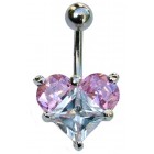 Belly Bar with Clear & Pink Heart