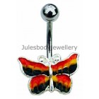 Butterfly Belly Bar - Coloured Enamel Design