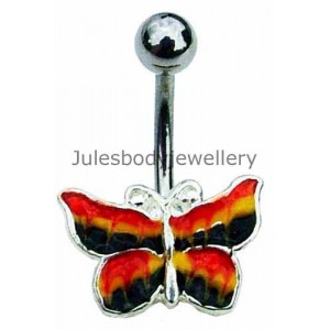 Butterfly Belly Bar - Coloured Enamel Design