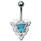 Celtic Belly Bar with Blue Jewel